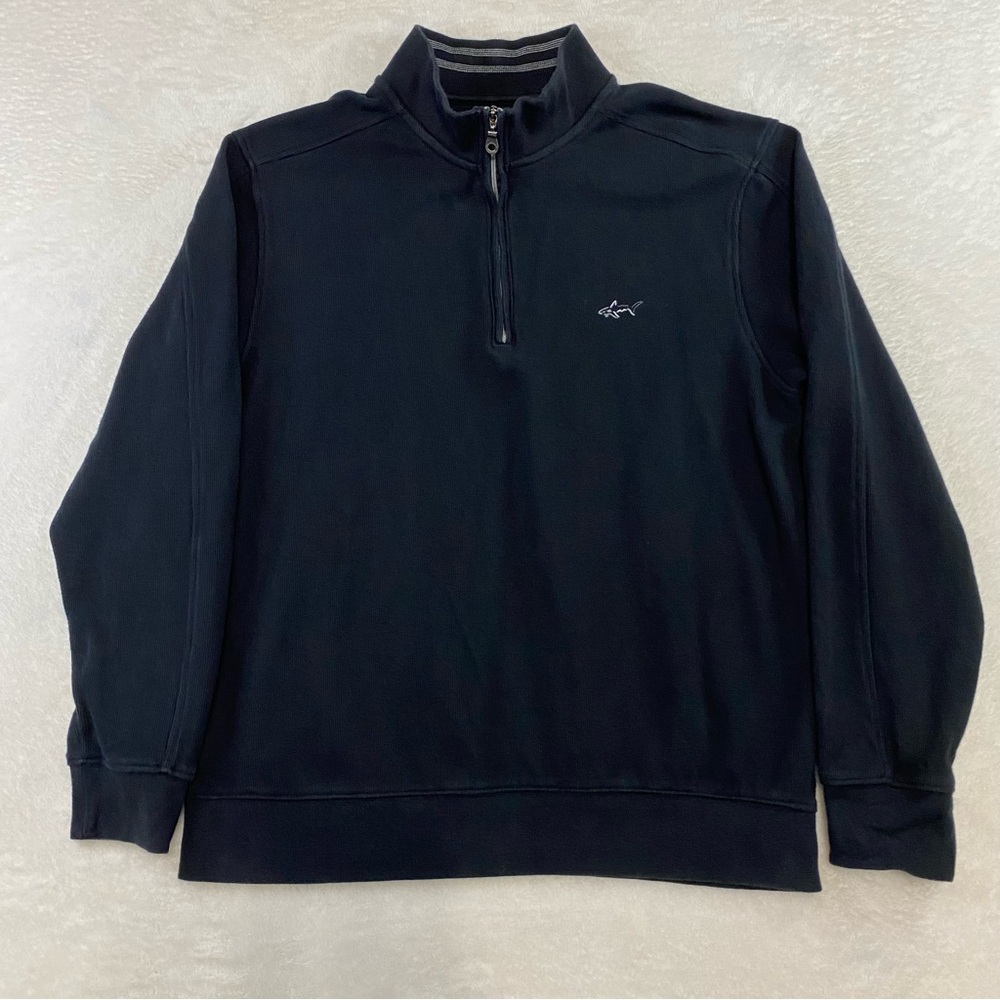 Greg Norman 1/4 Zip Pullover Sweater Long Sleeve Black Size Medium